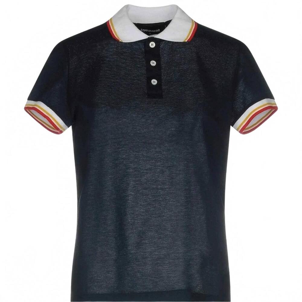 NEW DSQUARED2 women's cotton polo t-shirt in blue